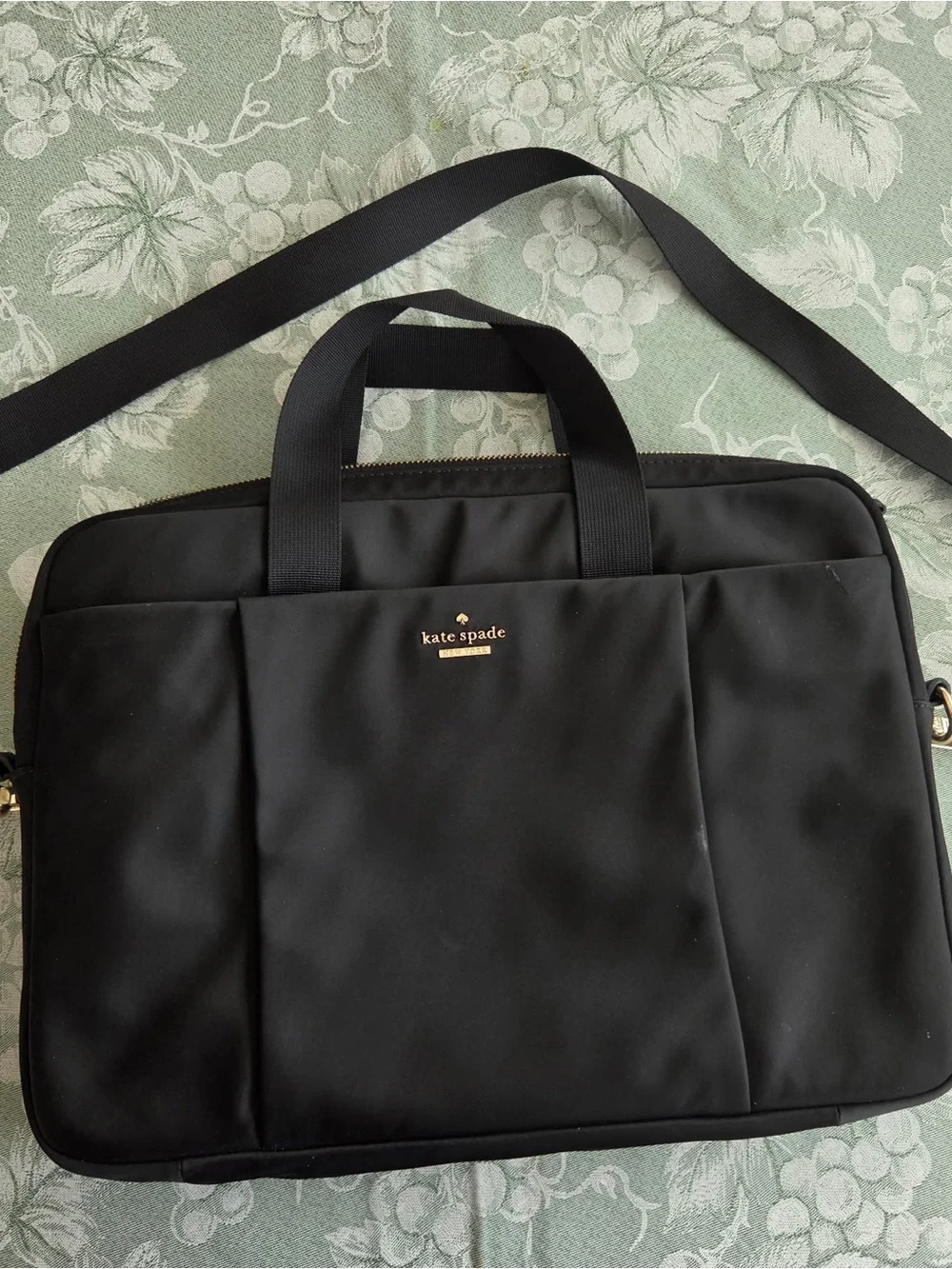 kate spade black nylon laptop bag with cross body strap
